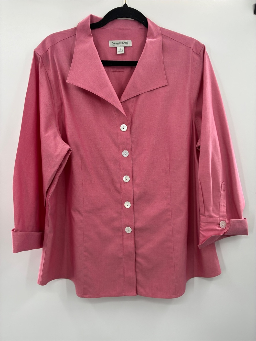 Coldwater Creek Pink Button-Front Collared Women's Top size: XL
